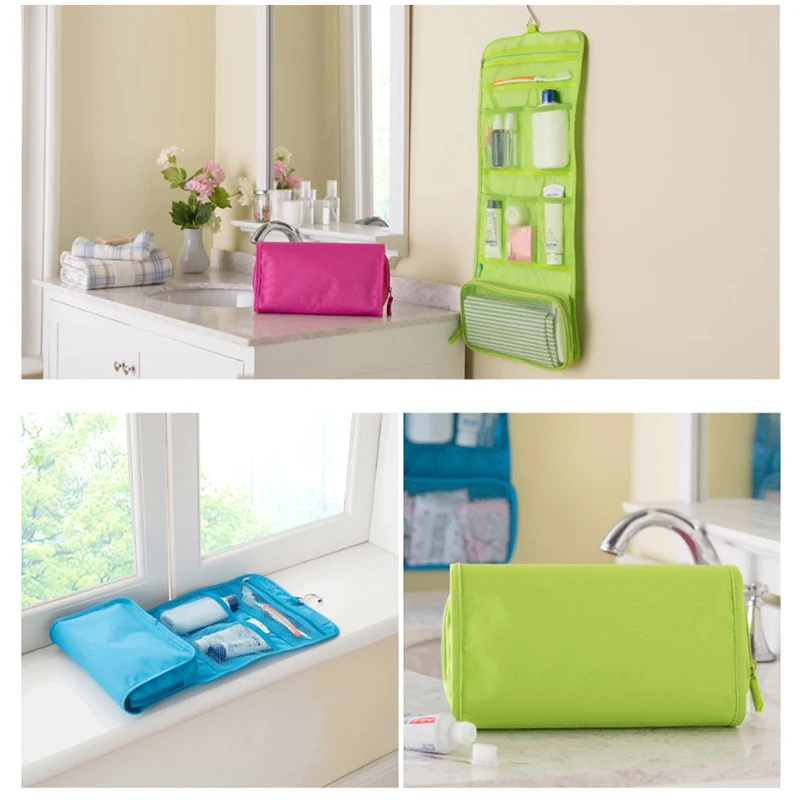 

High-capacity Foldable Toiletry Bag Organizer Hanging Storage Bag Bathroom Makeup Bag Case Travel Dry And Wet Separation