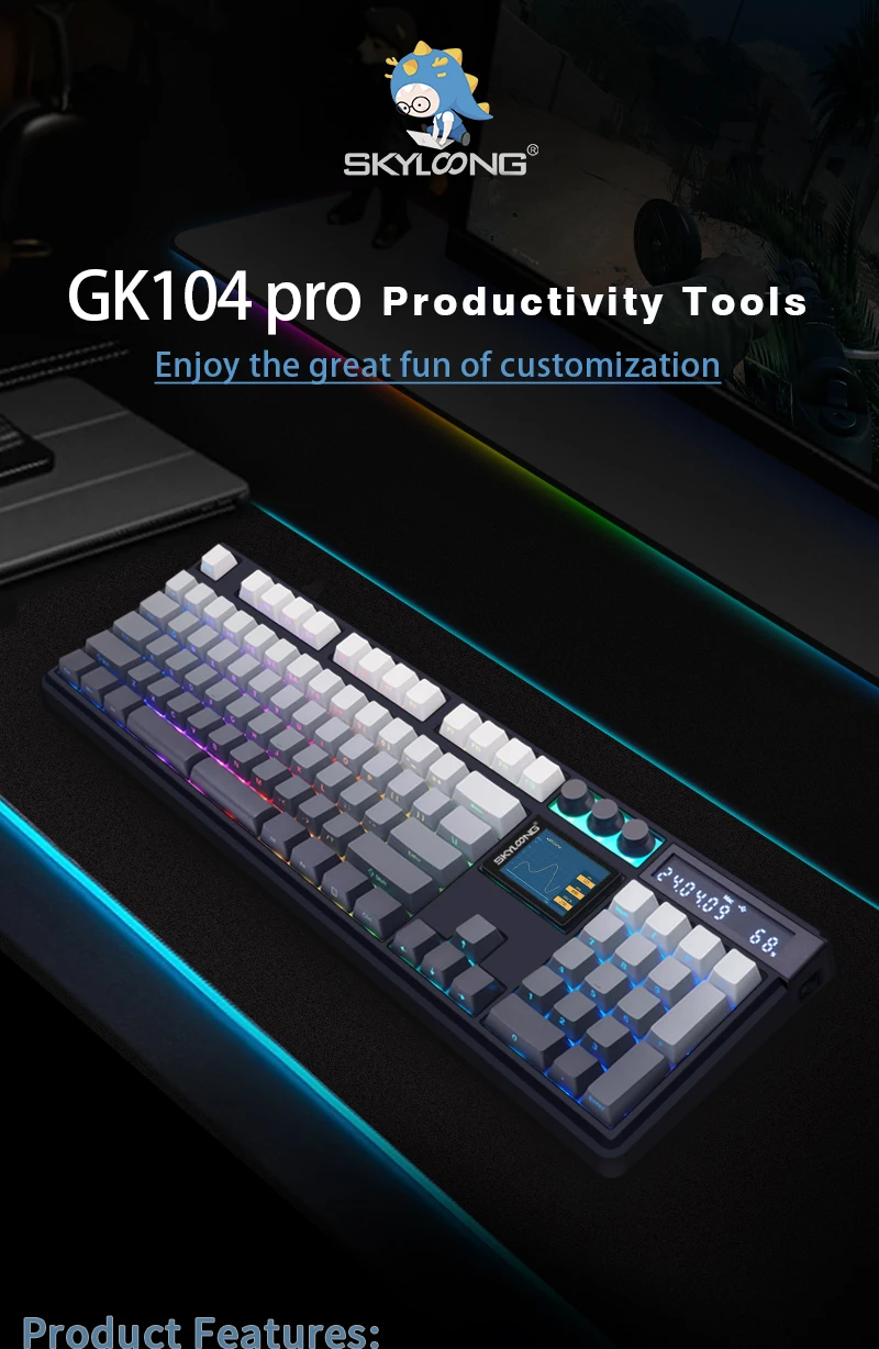 SKYLOONG GK104 Pro Kabellose mechanische Tastatur, 100% individuell anpassbare Tastatur, RGB-Hintergrundbeleuchtung, PBT-Tastenkappen, Hot-Swap-Switches mit geringem Geruschpegel, geeignet fr PC-Spieler - AliExpress 7 SKYLOONG GK104 Pro Kabellose mechanische Tastatur, 100% individuell anpassbare Tastatur, RGB-Hintergrundbeleuchtung, PBT-Tastenkappen, Hot-Swap-Switches mit geringem Geruschpegel, geeignet fr PC-Spieler - AliExpress 7