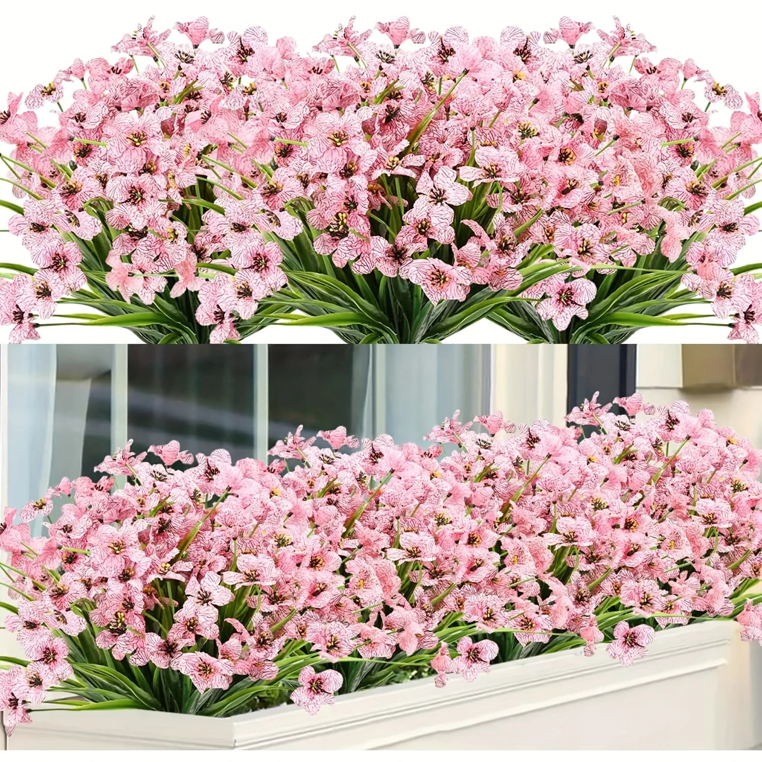 

6pcs Vibrant Artificial Violet Flowers - UV Resistant, No Fade, Realistic Petals for Indoor Outdoor Hanging Decor, Spring Summer