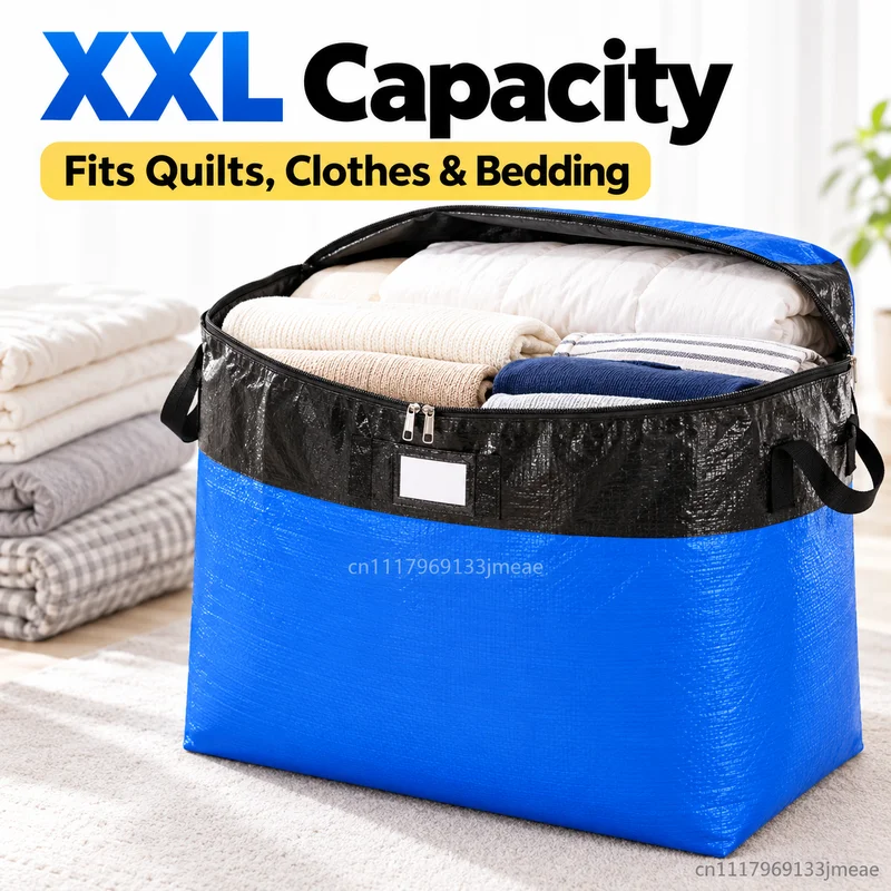 Large Capacity Moving Storage Bag Waterproof Foldable Heavy Duty Organizer with Handles for Clothes Bedding Travel Home Moving