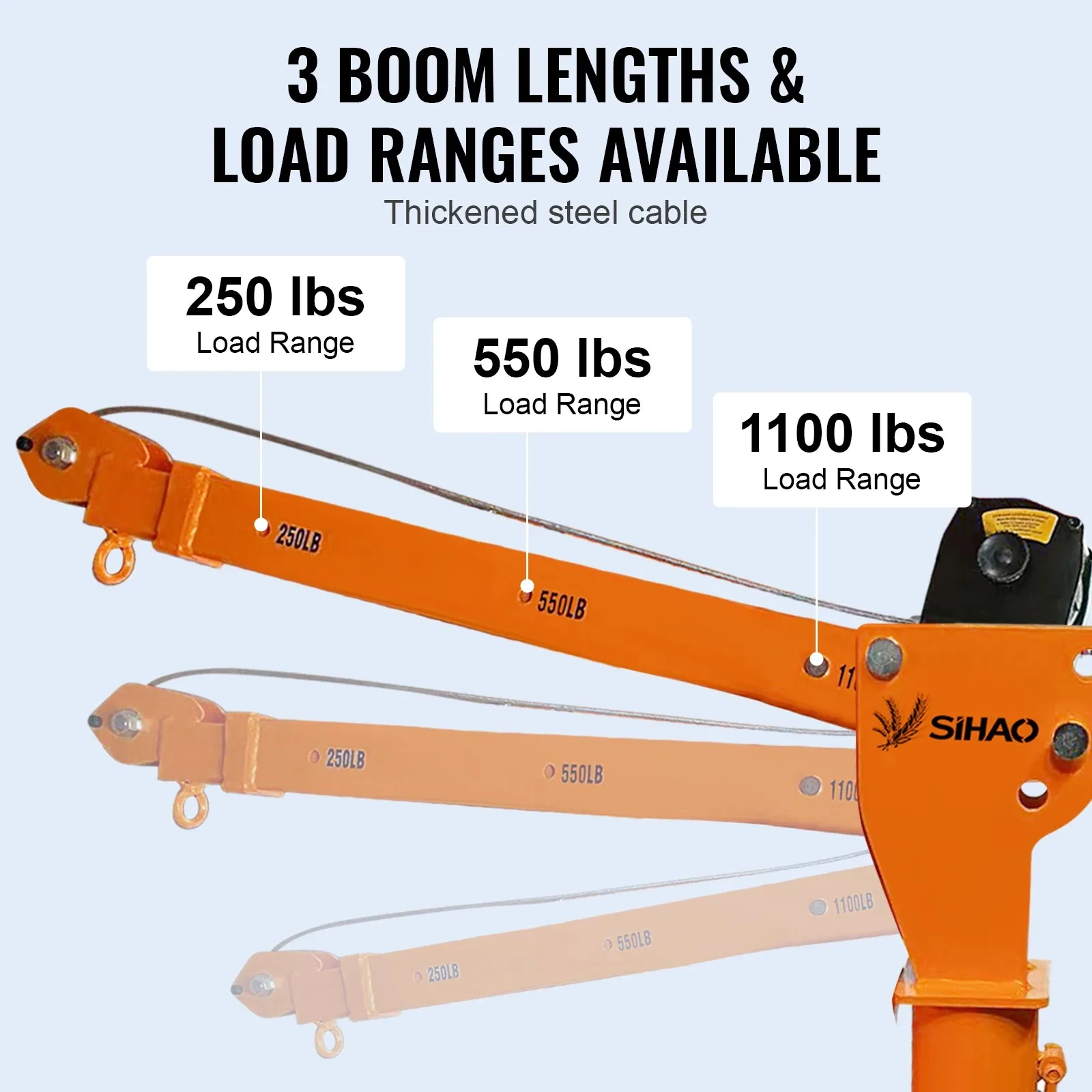 Portable Lifting Crane for Loading & Unloading|SIHAO 3500LBS Vehicle-Mounted Crane, Heavy Duty Truck Jib Crane Hoist with 360 Degree Swivel, Foldable Construction, Built-in 1100LBS Electric Winch for Daily Cargo Lifting Work