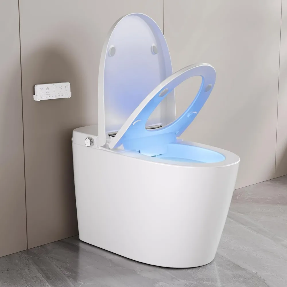 Smart Toilet, Tankless Elongated Electric One Piece Toilet with Smart Bidet, Smart Toilet Bidet Seat 1.28 GPF with Seat Heating