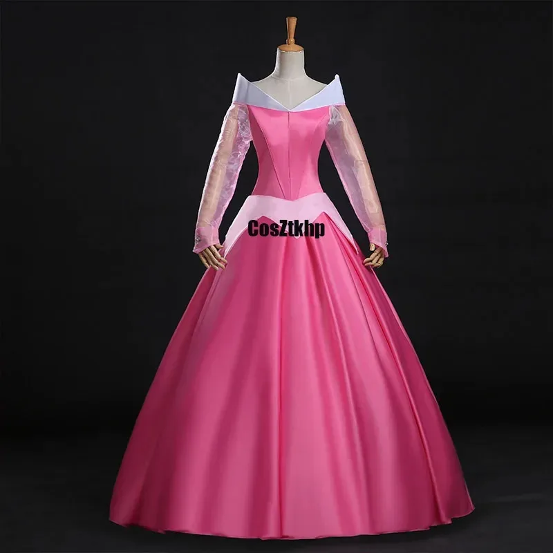 

Movie Adult Women Halloween Party S-XL Pink Princess Aurora Sleeping Beauty Cosplay Costume Dress Adult Role Play