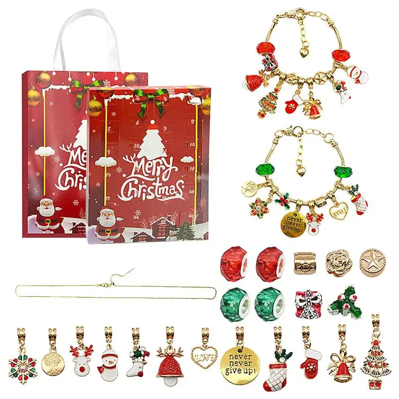 

Christmas Advent Calendar Jewelry Gift Box 24 Days Countdown Calendars Jewelry Bracelets for Girls New Year Gift DIY Toys