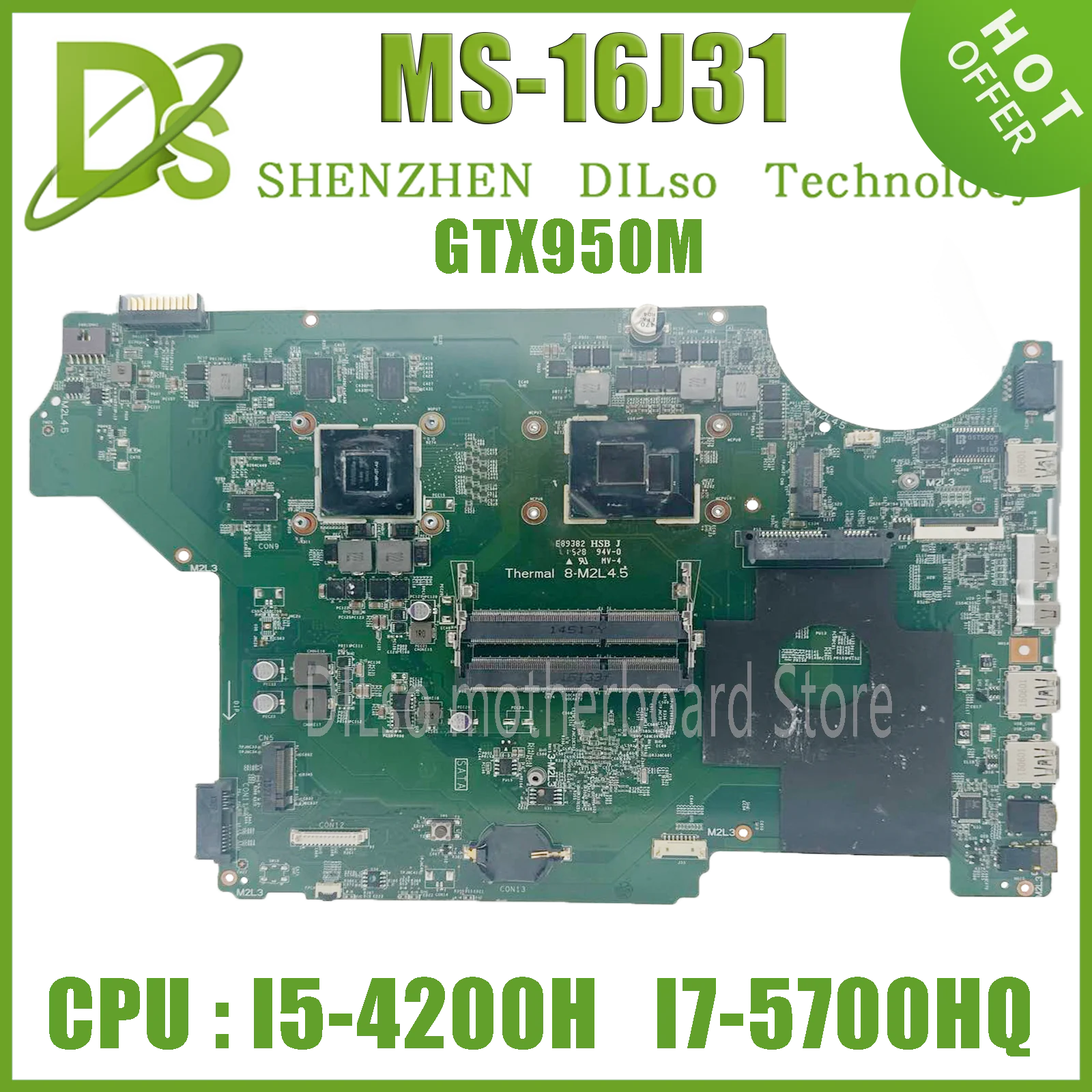 Kefu MS-16J31 laptop motherboard MSI GP72 GP62 2QE-064XPL I7-570HQ GTX950M motherboard 100% tested