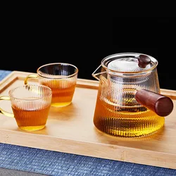 Side Handle Teapot Glass Single Pot Heat-Resistant Wood Handle Filter Household Electric Ceramic Stove Tea Pot Kung Fu Tea Set