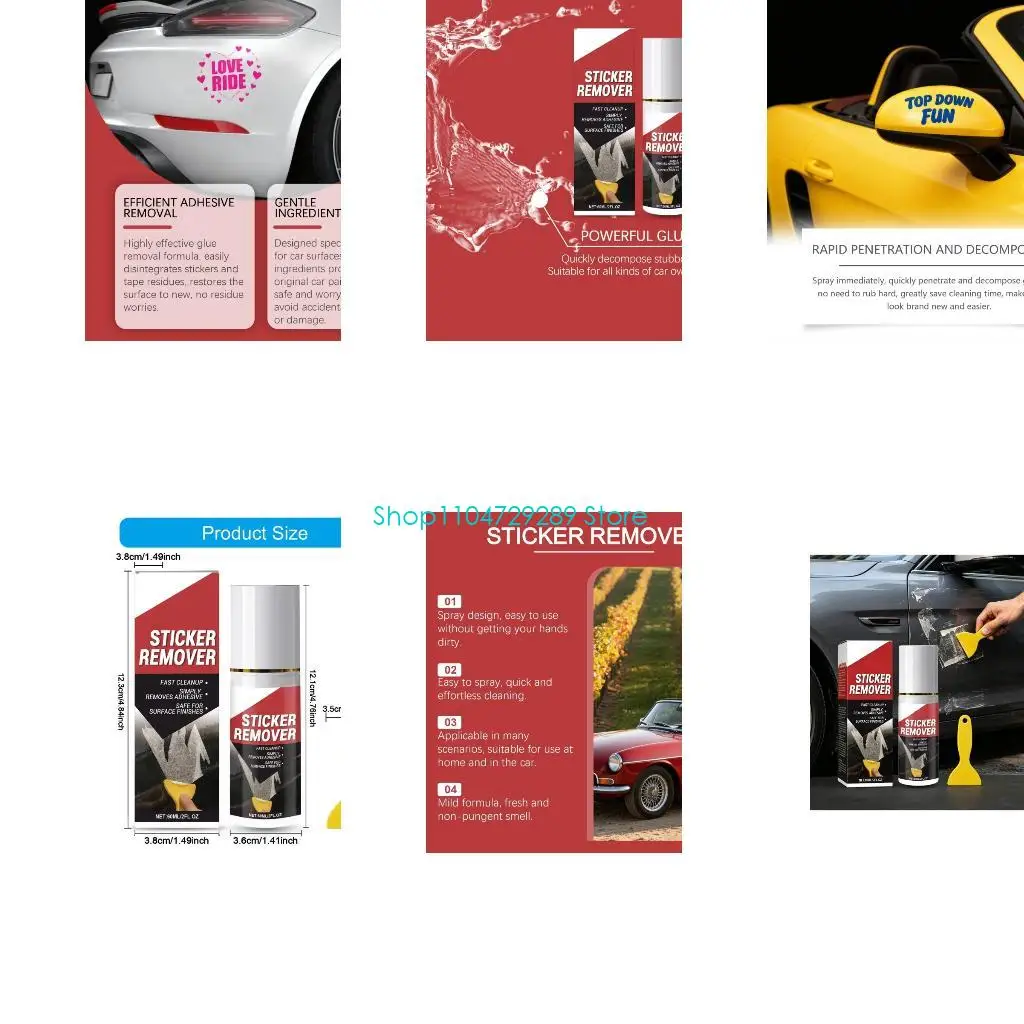 D8KE Car Adhesive Cleaner 60 with Scraper for Sticker Removal, Decal Change Cleanup on Glass, Door Panels, Trim Sections and