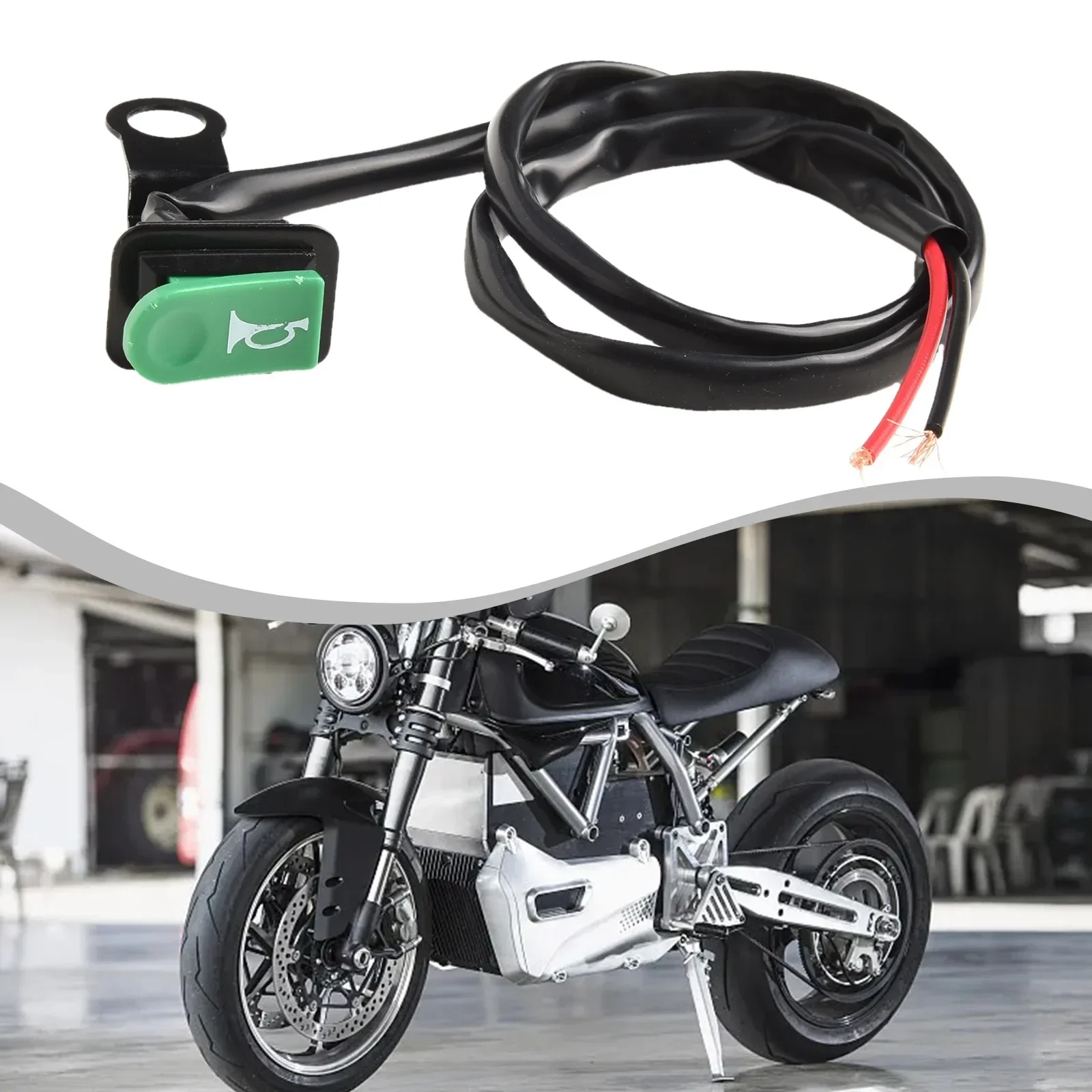 Green Resettable Push Button Switch For Motorcycle Power Control With Reflector Iron Bracket – Easy Install, 10mm Mounting Hole