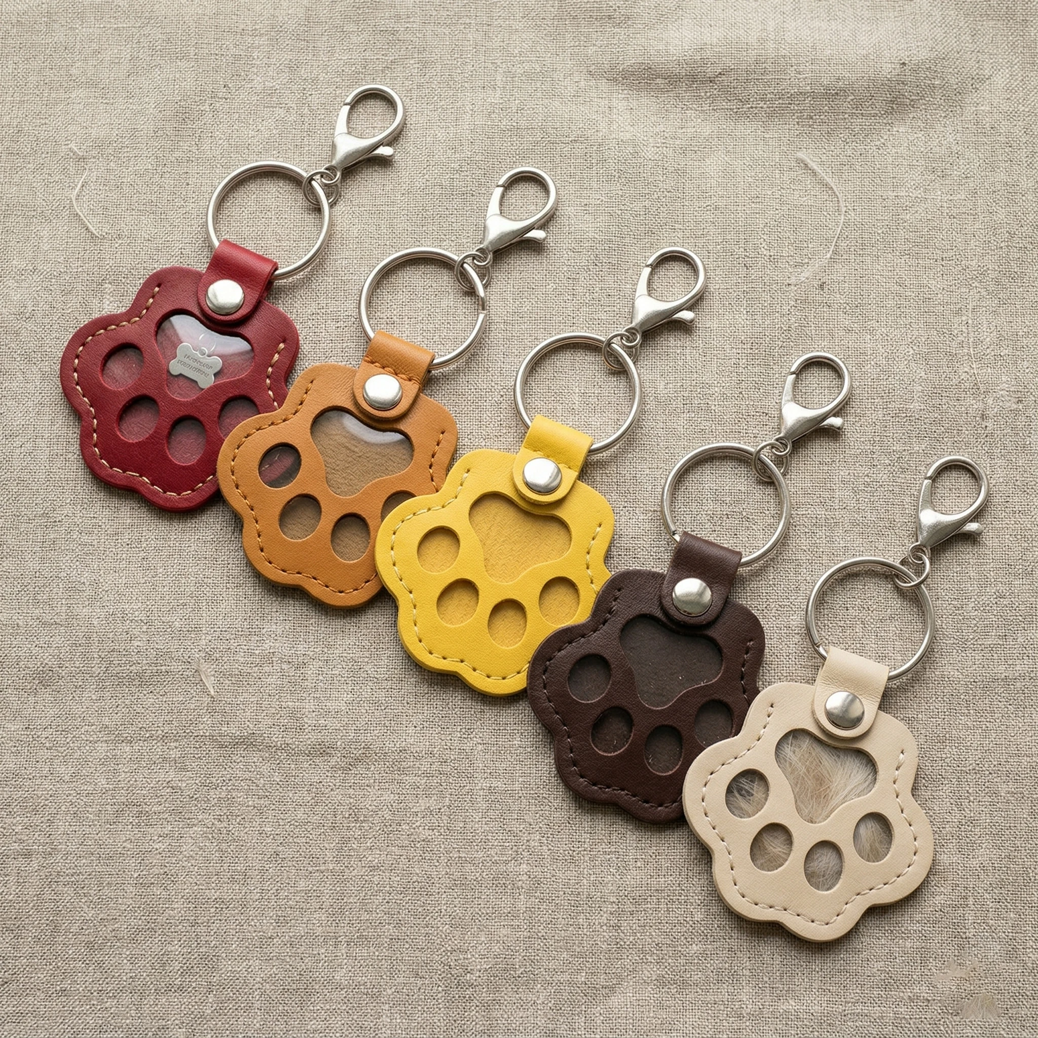 Pet Hair Memorial Keychain PU Leather Keepsake Locket for Cat Dog Fur Pet Hair Hanging Accessories Storage Pendant Handbag