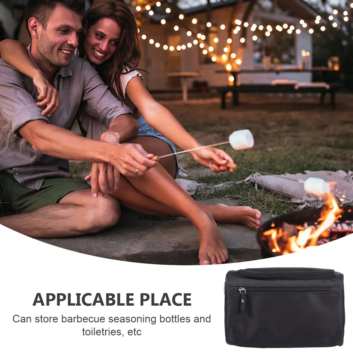 

1 pc Seasoning Bottles Pouch Stylish Bag For Travel Large Capacity Portable Storage Organizer Reversible Oxford Cloth