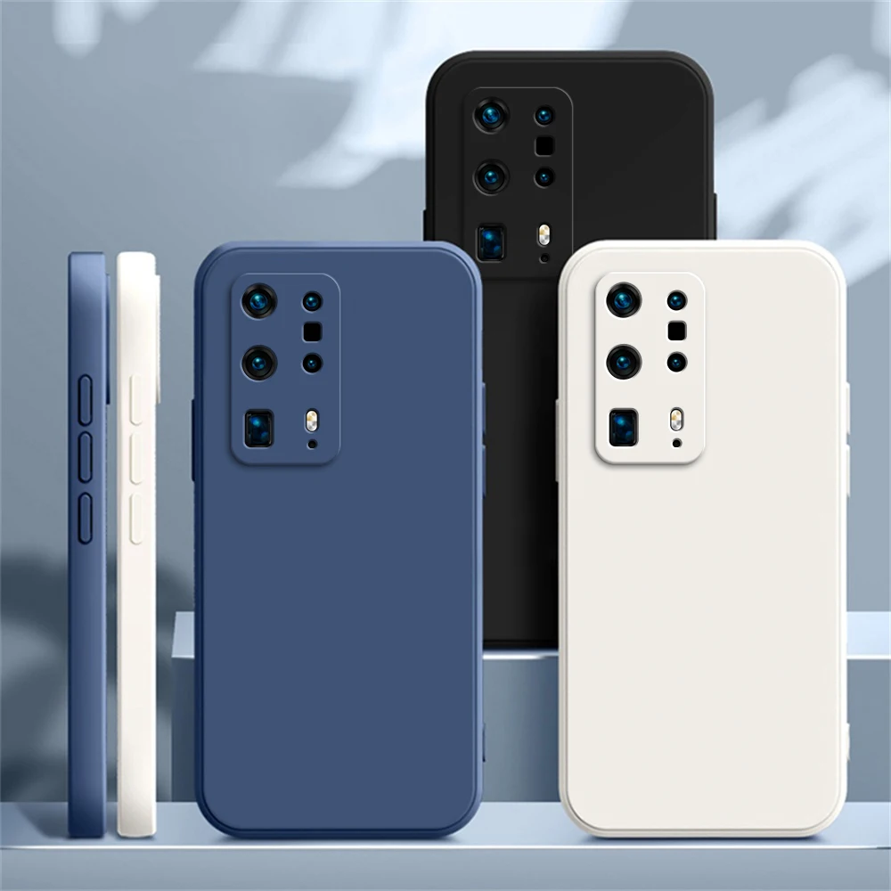 Funda trasera protectora suave para Huawei P40 Pro Plus P40Pro Pro + Lite 4G 5G Color caramelo silicona líquida carcasa Original de lujo