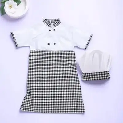 

1 Set Kids Chef Costume Short Sleeve Cotton Uniform Breathable Cosplay Outfit For Children Party Halloween Christmas Career Day
