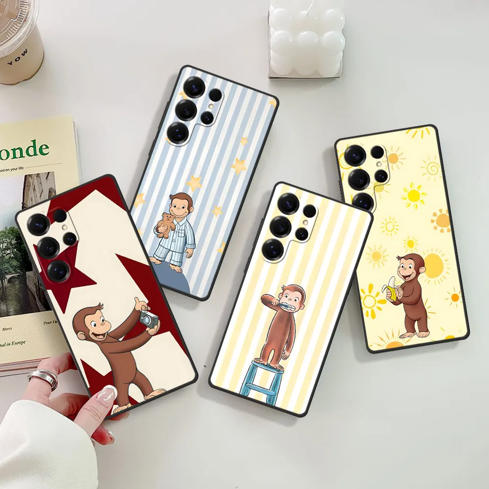 Curious G-George Case for Samsung Galaxy S25 S24 S23 S22 S20 S26 FE S7 Edge S9 S10 S21 Ultra S8 Plus Cover TPU Black Phone Shell