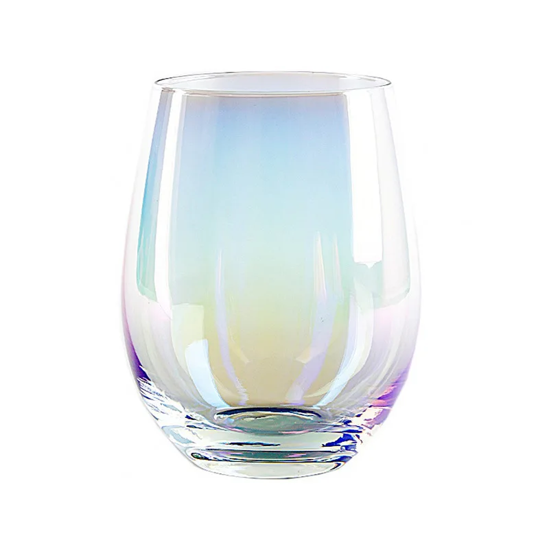 1Pc Nordic Rainbow Glass Cup Creative Lead-free Whiskey Glass Breakfast Milk Tea Coffee Juice Cup Home Office Drinking Glass