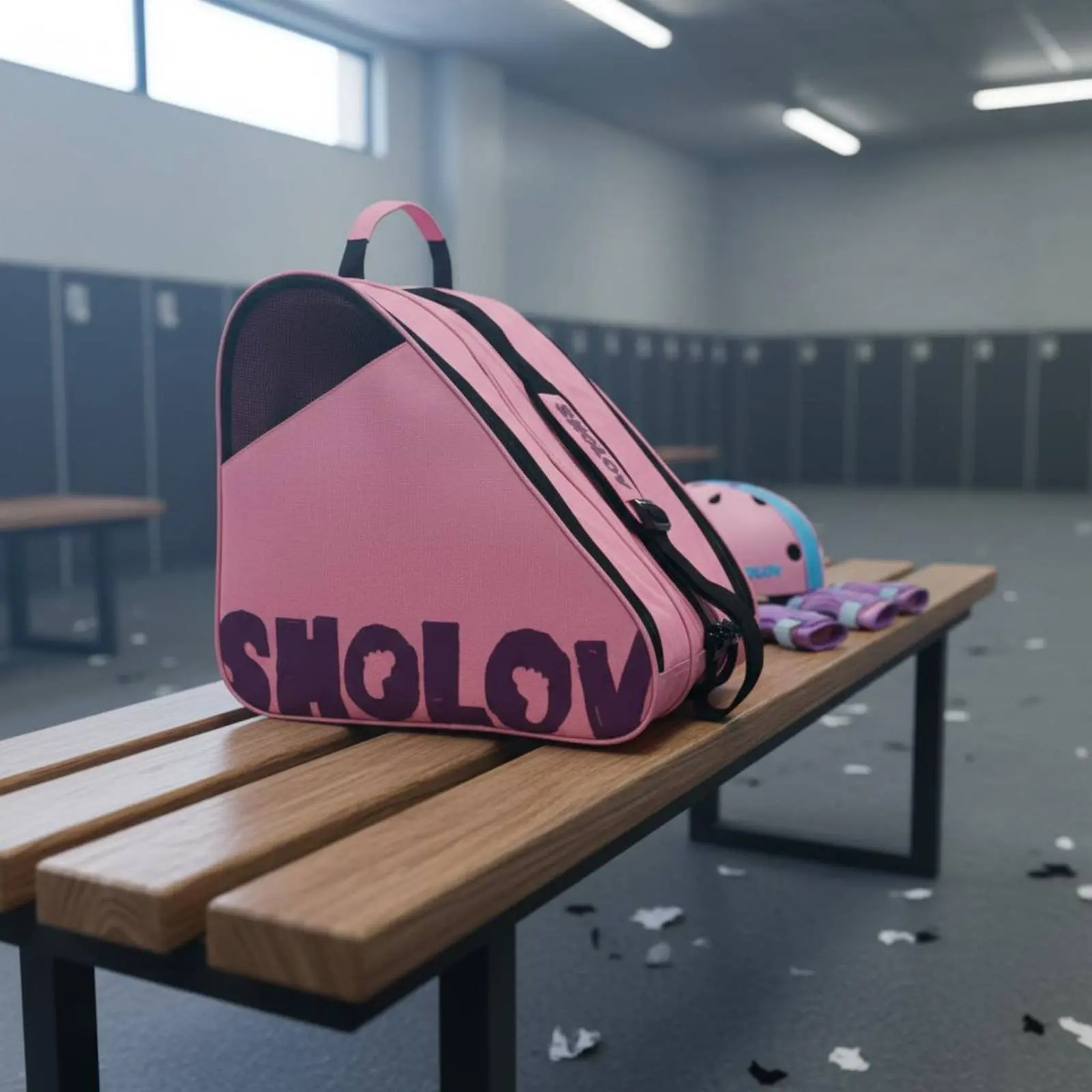 

Wheeled Skating Bag Large Capacity Wheeled Skating Gear Bag Adjustable Shoulder Strap Breathable Mesh Top for Teenagers, Storage