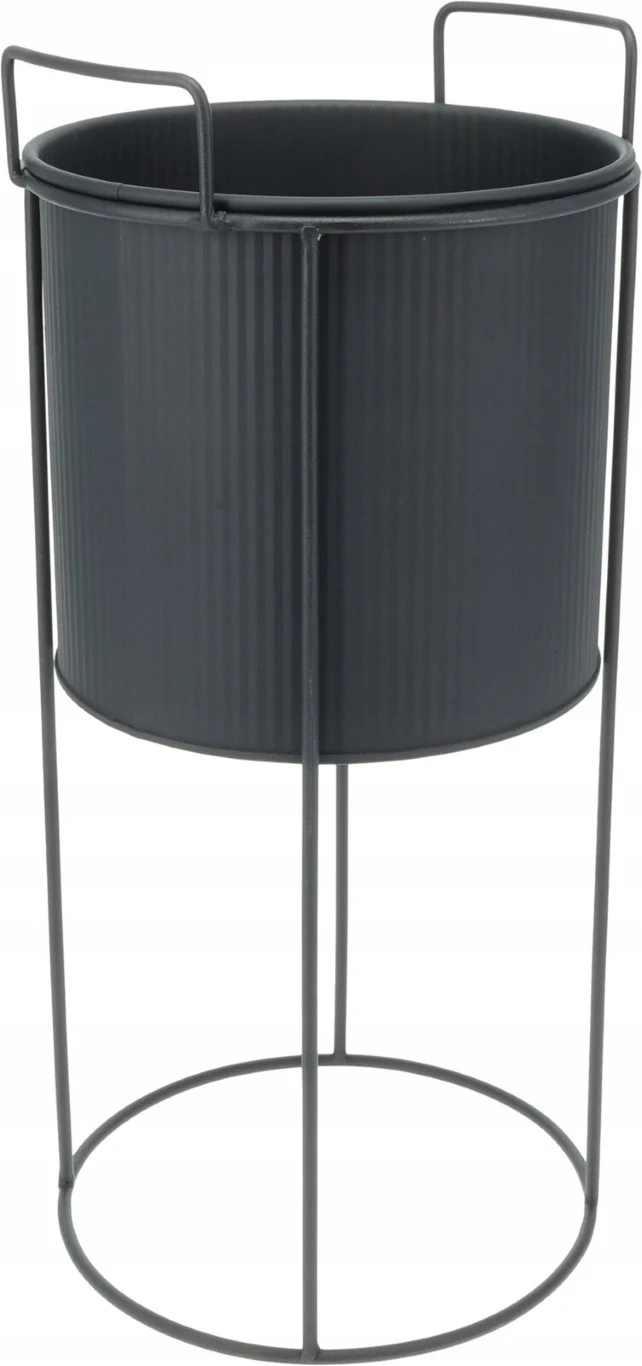 Pot op metalen standaard 18,4x40 cm zwart mat