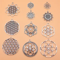 11pcs/set Flower Of Life Charms For Jewelry Making Pendant Diy Crafts Accessories L10180