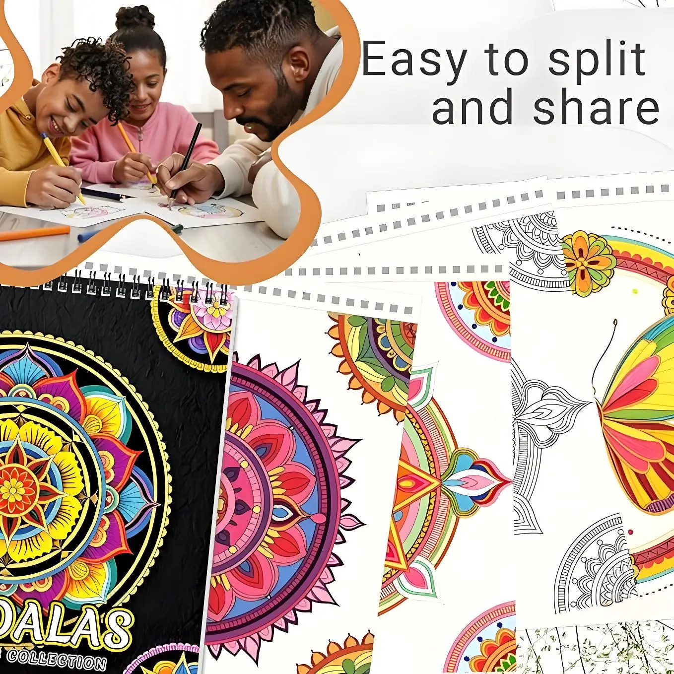 Mandala Animal Patterns Spiral Coloring Books Hardcover Papers With Relaxing  Drawings Color Pages For Adults 20 Sheets