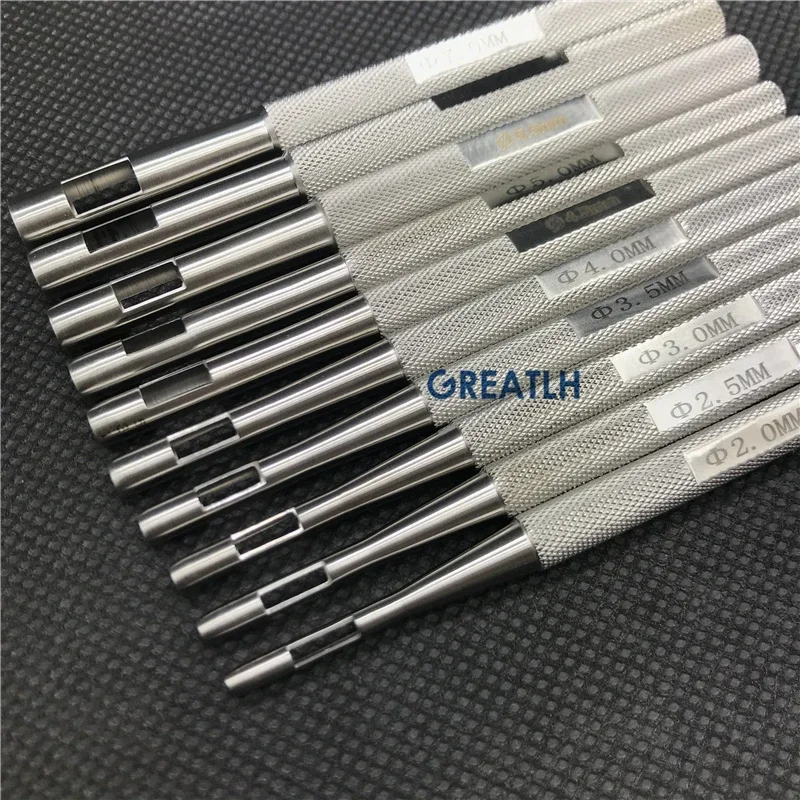 Stainless Steel autoclavable Biopsy Dermal Punch body Skin Piercing Punches Tools 10pcs/set