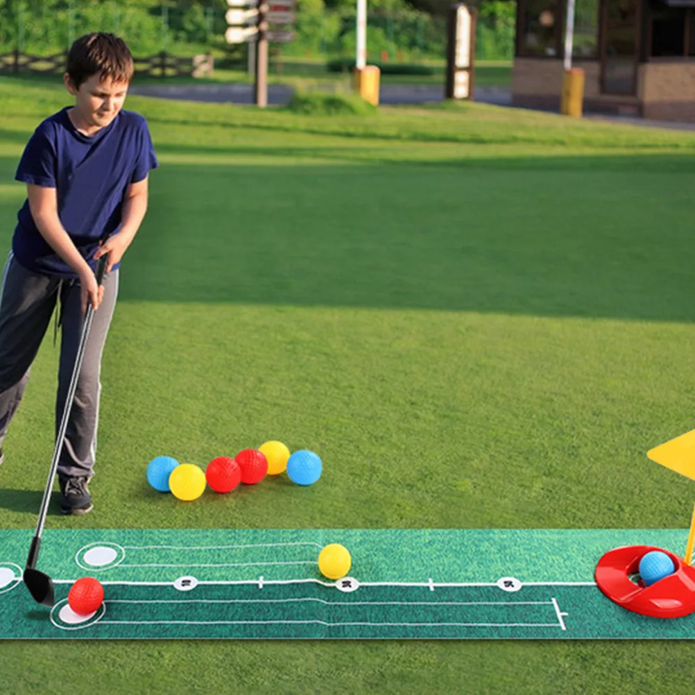 1 conjunto crianças jogo de golfe playset portátil dobrável prática esteira indoor esportes ao ar livre educacional conjunto golfe esporte brinquedos para crianças