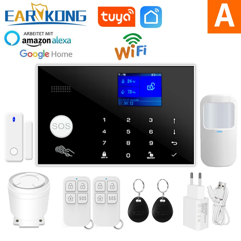 Système d'alarme Wifi GSM, Kit d'alarme anti-cambriolage de sécurité sans fil pour porte ouverte, ca
