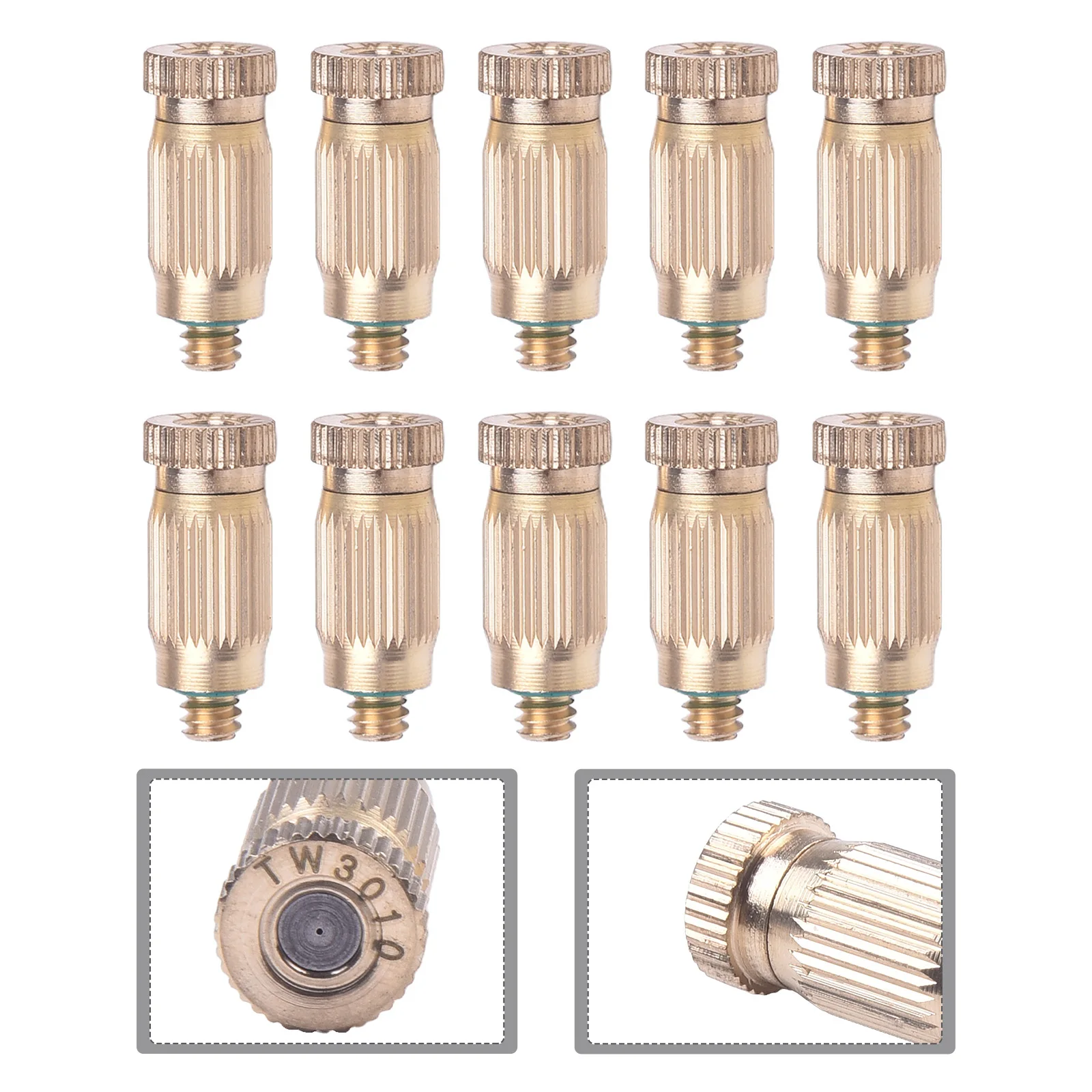 Set of 10 Brass Misting Nozzle Heads for Effective Summer Cooling for Gardens Agriculture and Humidification Needs