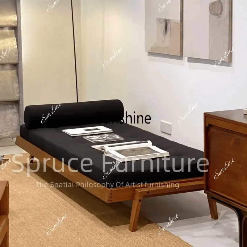 Sofá de madera maciza para sala de estar estilo medieval, banco con diseño de boca de pescado para porche, chaise longue para la pausa del almuerzo