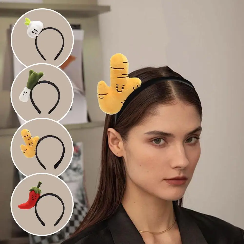 

Plush Cute Vegetables Hairband Funny Chill Scallion Garlic Ginger Girls Hairband Hair Decor Accessory