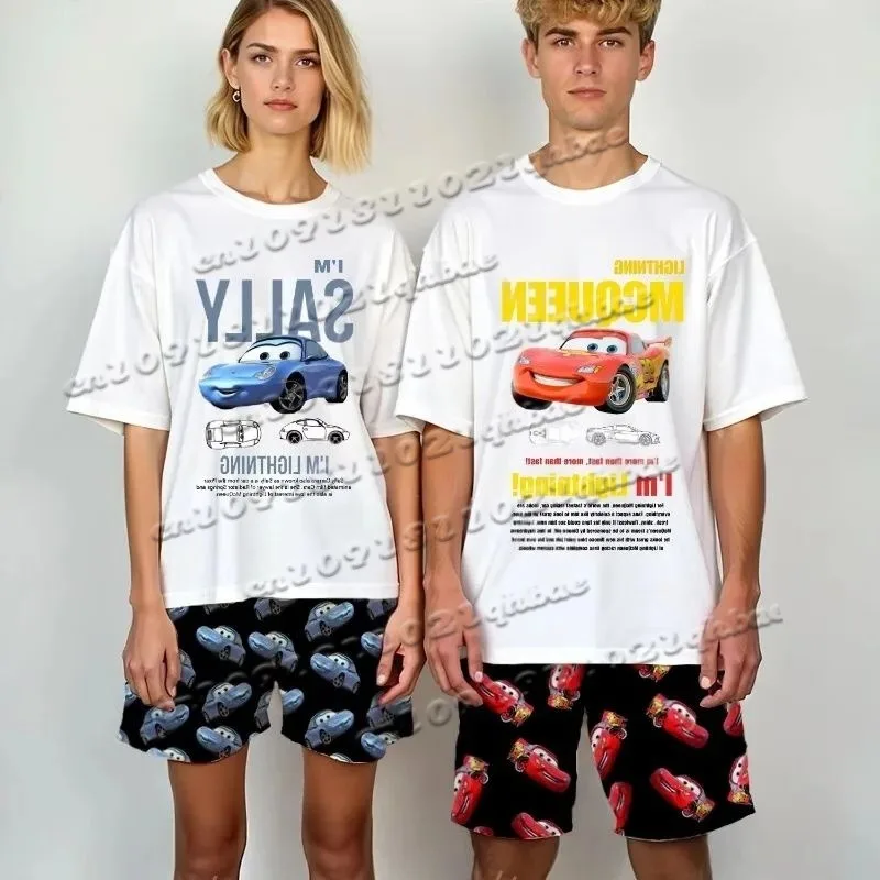 

The Cars Lightning McQueen&SALLY Summer 3D Printed Quick Drying T-shirt Adult/Children's Large Couple Dress