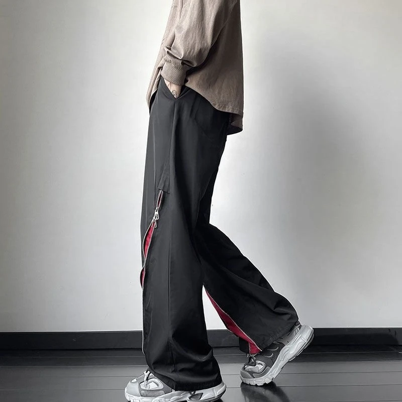 

Straight Spring Summer Oversize Black Cargo Pants for Men Regular Fit Cotton Designer Luxury Aesthetic Street Long Trousers Man