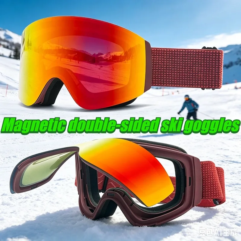ski-goggles-clamshell-sports-snow-goggles-colorful-outdoor-snow-mountain-double-layer-magnetic-anti-fog-ski-goggles