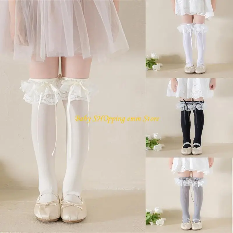 

23GD упаковка из 1 пары ленты для девочек отделанными носками по длине колена для школьной формы.