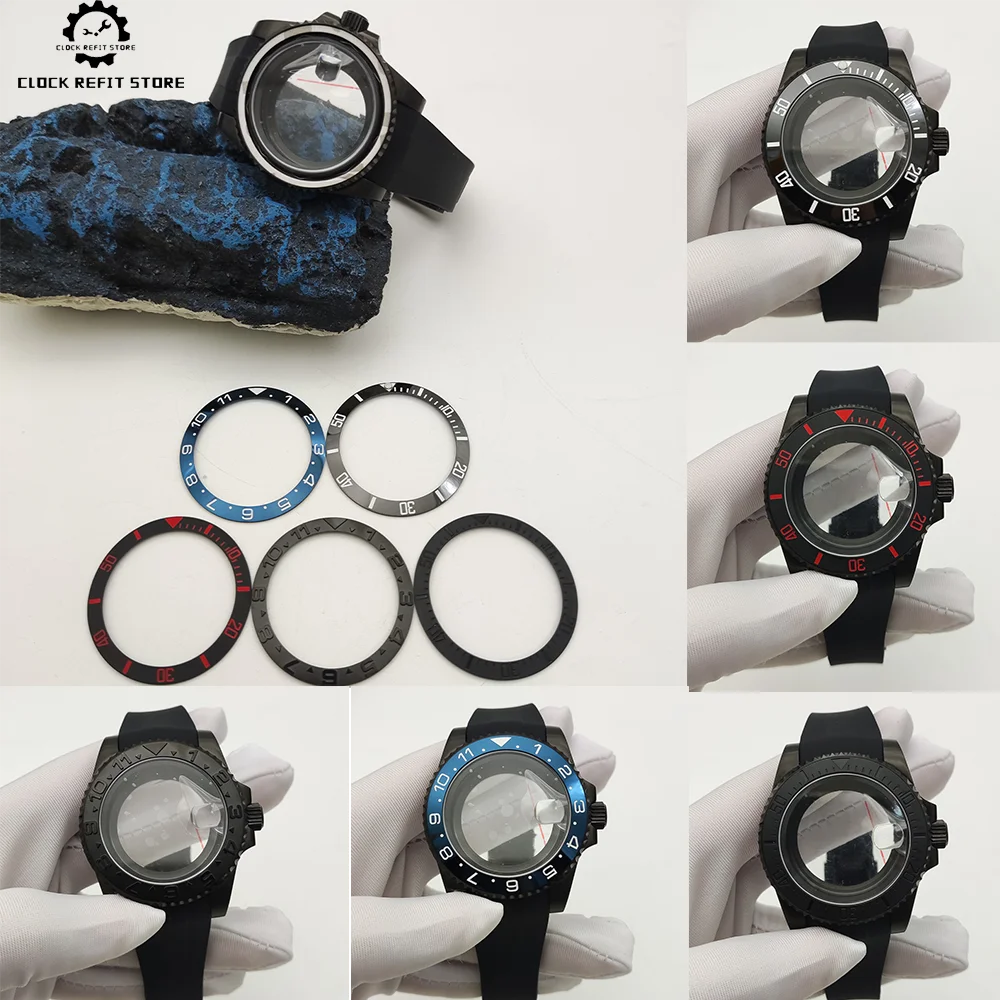 

40mm Men's Black PVD Case, Watch Assembly Case Parts, NH35 Case + Bezel, Yacht Men's Mechanical Case