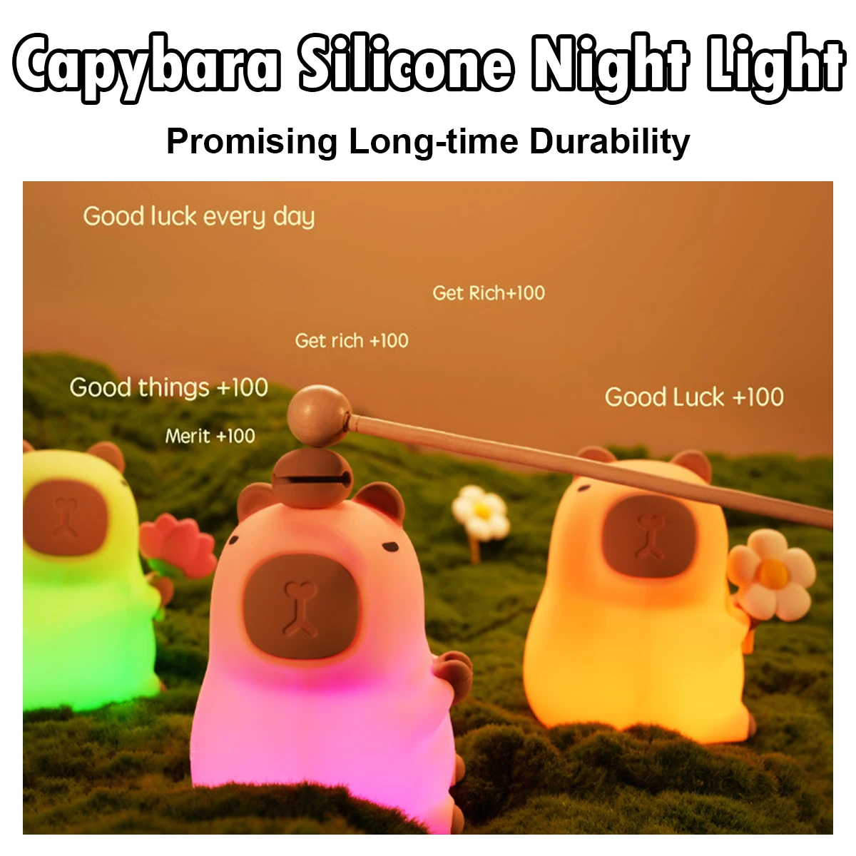 Capybara Night Light Cute Silicone USB Rechargeable USB Rechargeable Bedside Sleep Nightlight Gift Night Light Cute Cartoon for