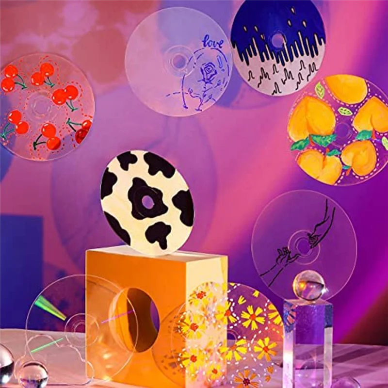 أقراص مضغوطة شفافة مطورة لطلاء أقراص مضغوطة فارغة للحرف اليدوية على الحائط (50 قطعة)