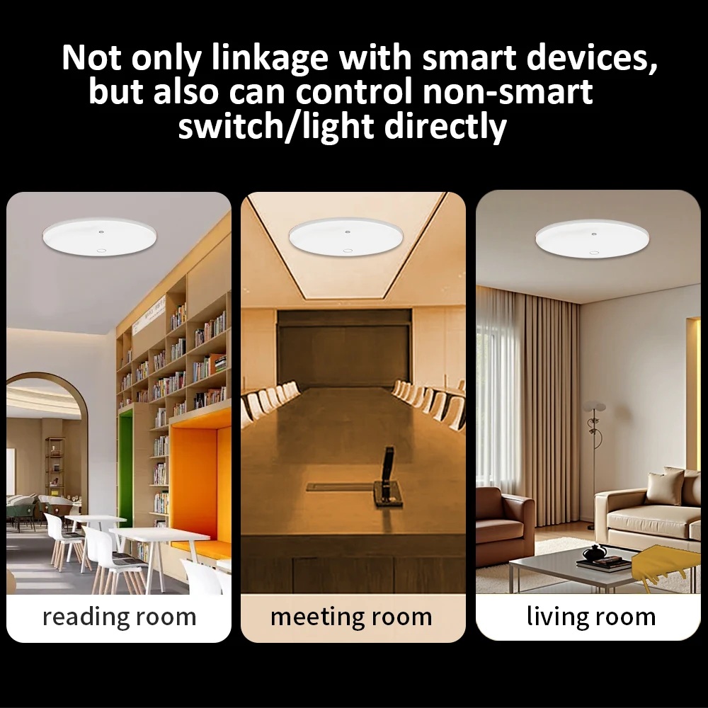 Lincukoo Tuya WiFi Inteligentny Czujnik Obecności Człowieka 24GHz do Montażu Sufitowego, Zastosowanie: Sala Konferencyjna, Sala Czytania, Salon — zdjęcie produktu 4