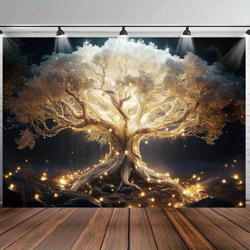 Luminous New Year's White , Forest Style New Year Decorations Popular Party Photo Studio Props, Polyester Fiber Wall Hanging