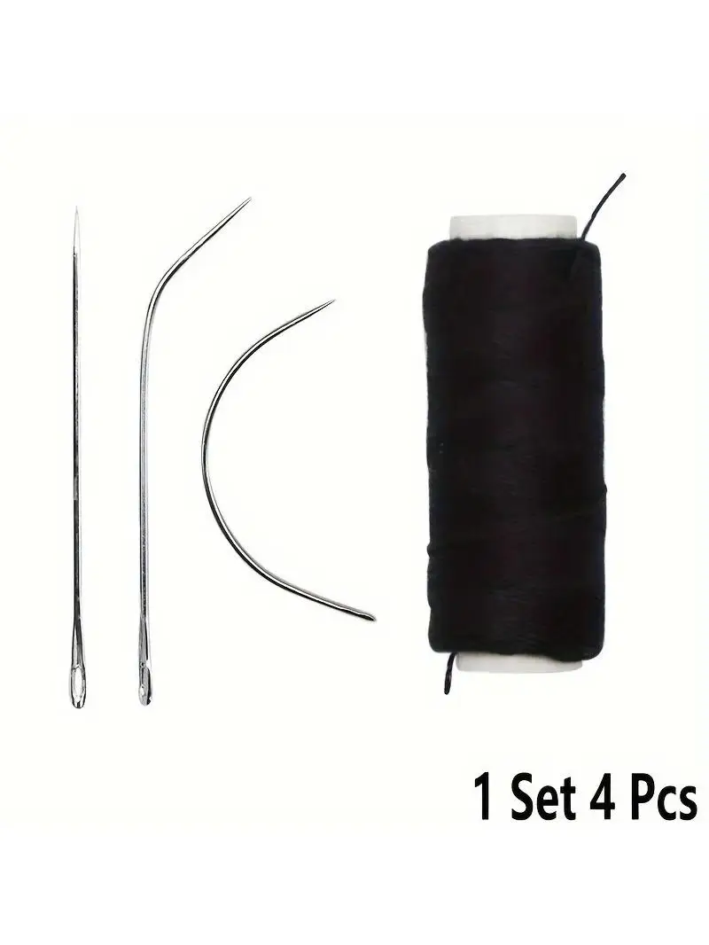Nylon-Haarverlängerungs-Nähfaden + Nadel J+I+C 4 Farben für Haarverlängerungszubehör für Clip-In-Extensions Perückenwerkzeuge
