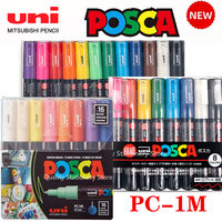 New Uni Posca Markers Pen Set PC-1M Waterproof Opaque Paint Pens Super Fine Nib 0.7mm Manga Graffiti Pen Art Supplies Stationery