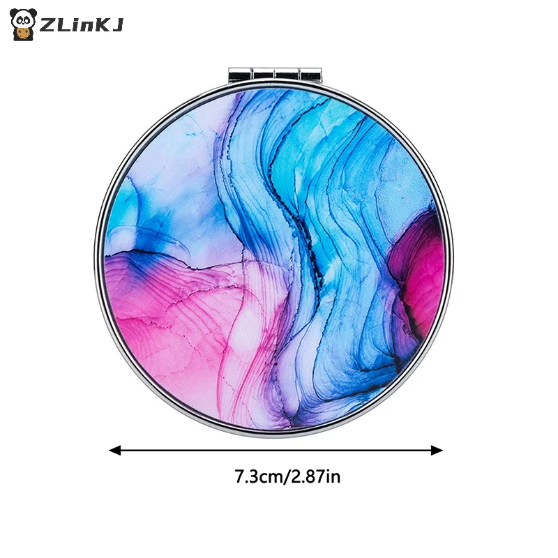 ▶ 1 stks mode streeppatroon vintage hand mini compacte make-upspiegel draagbare groen/paars/blauwe tas spiegel voor vrouwen meisjes