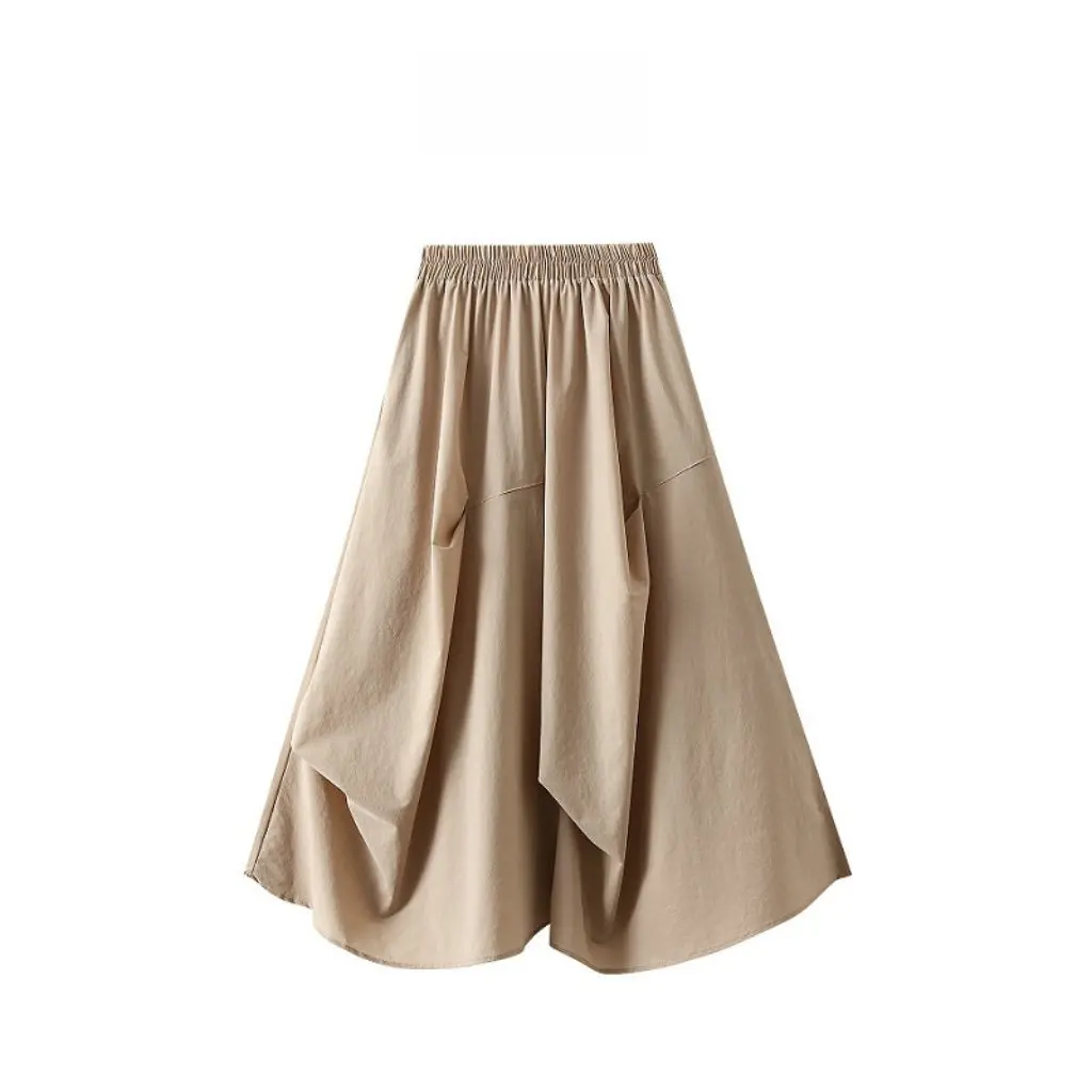 

High Waist Irregular Pleated Skirt Mid-Length Elastic Waist Spring Summer New Women's Fashion Umbrella Skirt