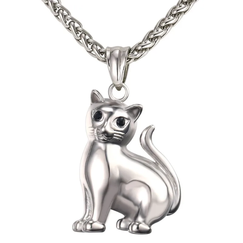 Collana con ciondolo per gatti in acciaio inossidabile di moda per donna uomo accessori per gioielli con animali carini vendita calda regalo di gioielli per feste di compleanno