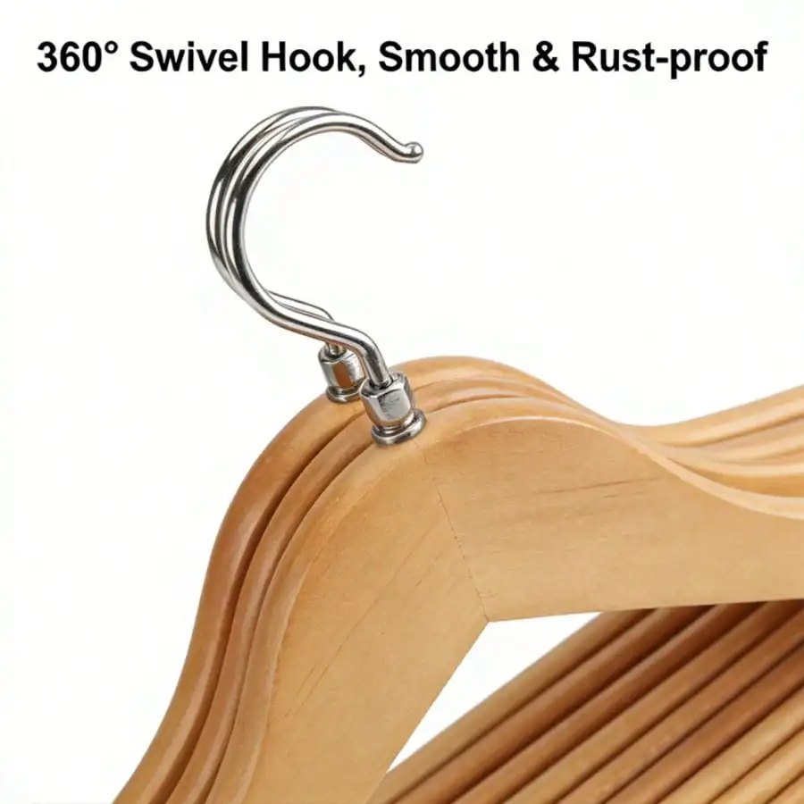 QNRXEB 30/20/10 Premium Natural Wooden Clothes Hangers, Polished Smooth Surface With Anti-Slip Grooves, Sturdy Durable Garment Hanger Pack For Wardrobe Organizing And Daily Clothes Hanging, Suitable For All Adult And Children Outfits view 4