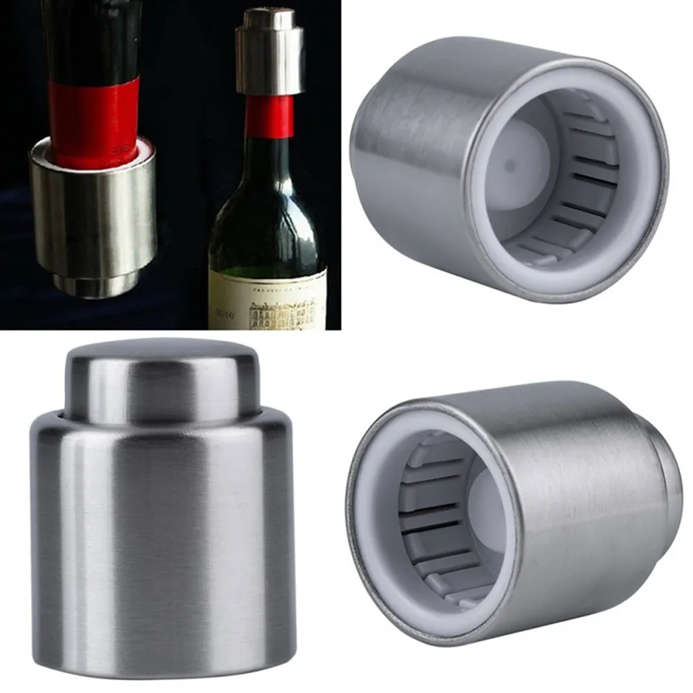 Stainless Steel Wine Bottle Stopper 4.2x4.2x4.8cm Wine Saver Preserver Vacuum Sealer for Restaurants Hotels Bars