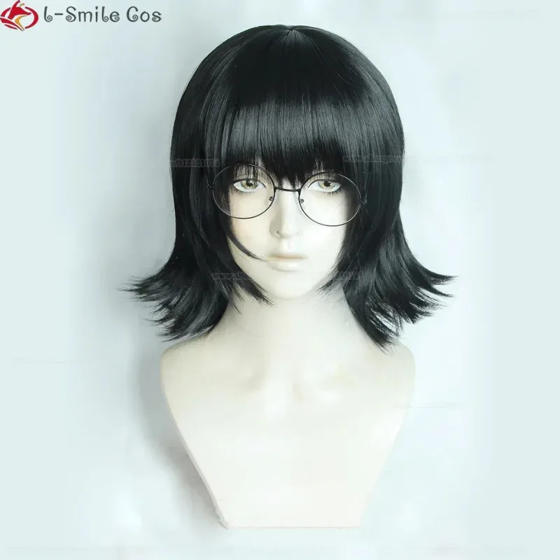 Shizuku Murasaki شعر مستعار تأثيري أنيمي هنتر x هنتر Shizuku Murasaki شعر مستعار قصير أسود الشعر نظارات مقاومة للحرارة الباروكات + غطاء شعر مستعار #2