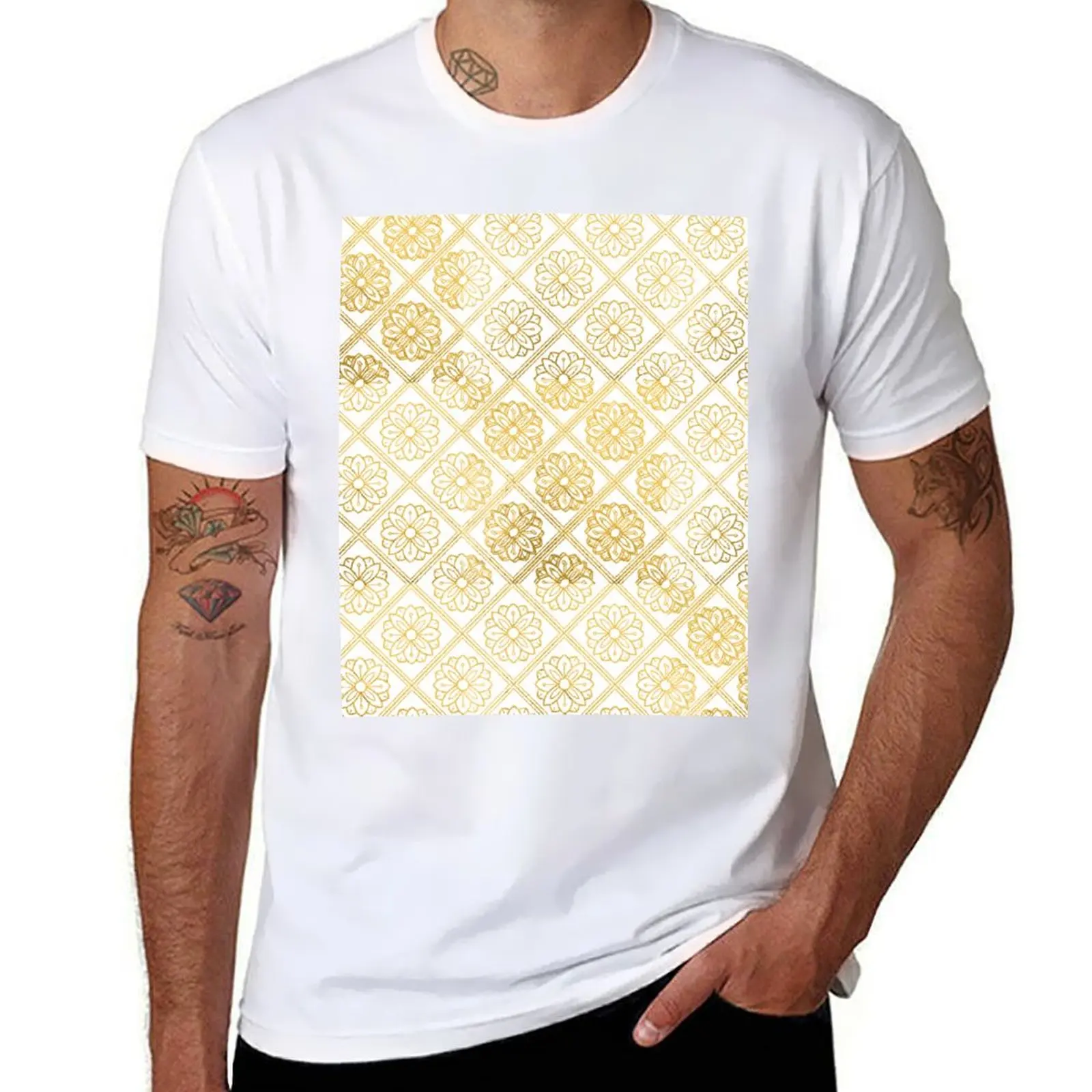 

Mid Century Geometric Modern gold T-Shirt t shirts cotton 100% funny t shirts man T-Shirt