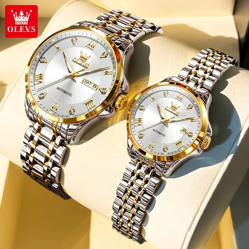 

OLEVS New Luxury Lover Watches Fashion Waterproof Automatic Mechanical Watch Men and Woman Couple Watch Lover's Wristwatch