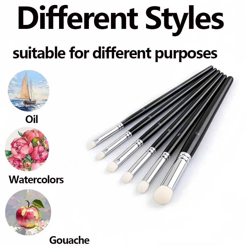 

6cs Round Detail Paint Dry Brush Set for Model Ceramics Art Painting, Miniature Painting Brushes for Fine Detailing Painting