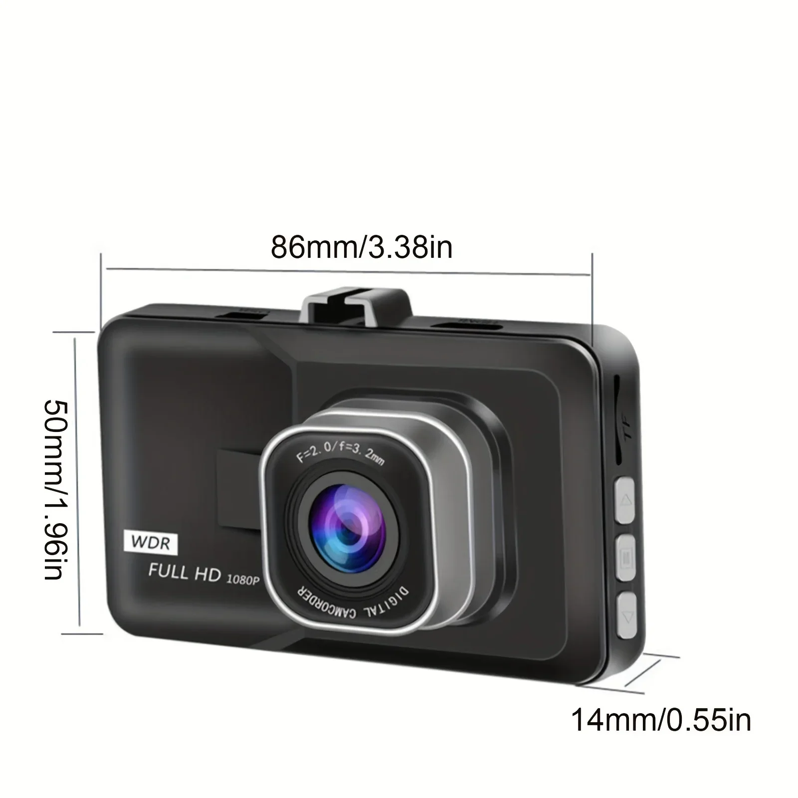 Suction Cup Type 3-Inch Driving Recorder High Definition 1080P Single Lens Loop Recording Night Vision Black Hidden Installation