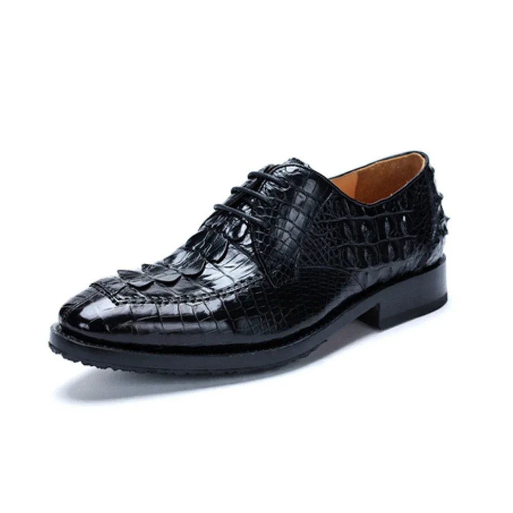 hulangzhishi new crocodile  Men dress shoes  lace-up  fashion  business male casual Pure manual  male